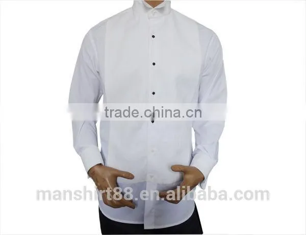 2017 white slim fit wing collar french cuff tuxedo shirt