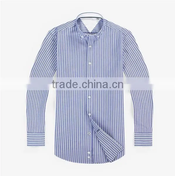 Yiwu direct factory customise stripe pattern men's long sleeve uniform shirt with 100% cotton oxford
