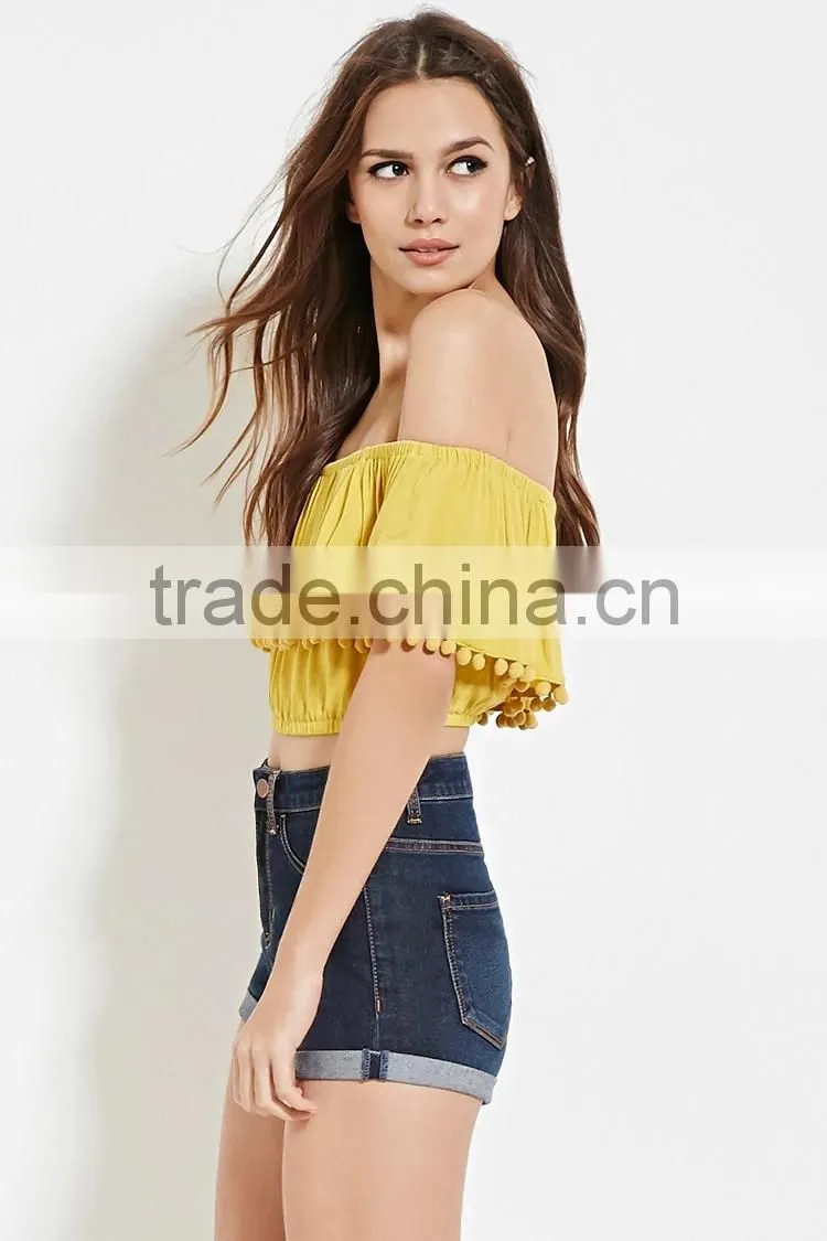2016 guangzhou shandao oem service summer new design plain dyed off shoulder bat sleeve women tops