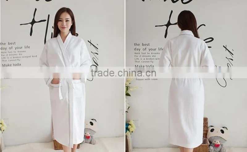 Customized Color 100% Cotton Waffle Fabric Unisx Wholesale Bathrobe