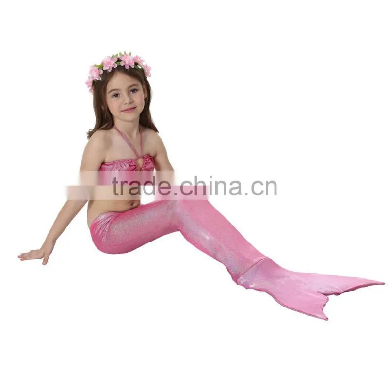 3pcs Girl Kids Mermaid Tail Swimmable Mermaid Swimsuit Girls Bikini Set Bathing Suit Swimwear 3-12 Years Old