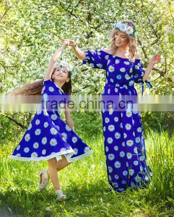 Stylish Ruffle mother and child matching outfit mother and me fancy maxi dress matching flamenco dresses