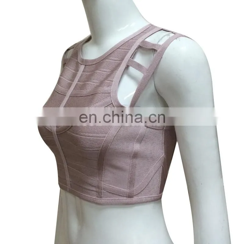 2017 cap sleeve nude bandage crop tops