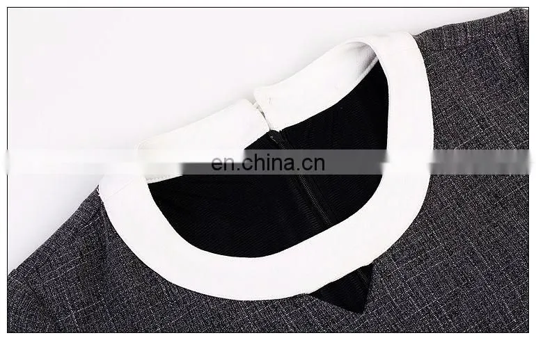 High quality long sleeve tweed spring dress above knee, wholesale dress fashion