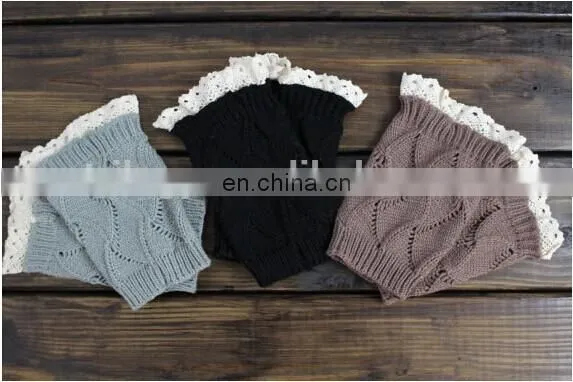 2014 in stock hollow out lady lace ruffle knit boot cuff