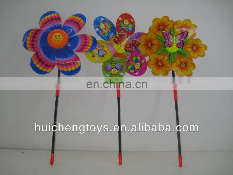 Wholesale cheap plastic pinwheel flower windmill toy with butterfly