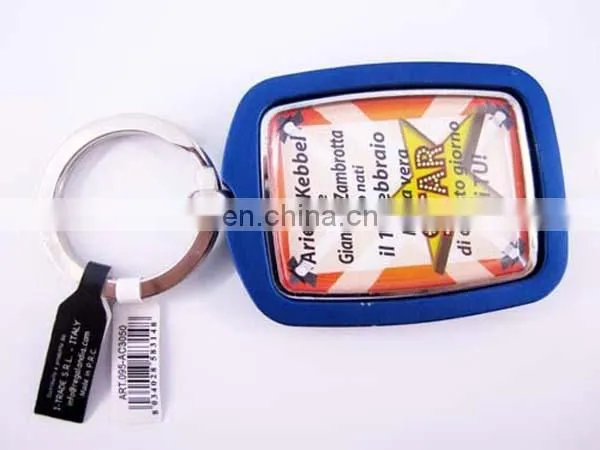 Round shape custom logo card inserted Acrylic keychain