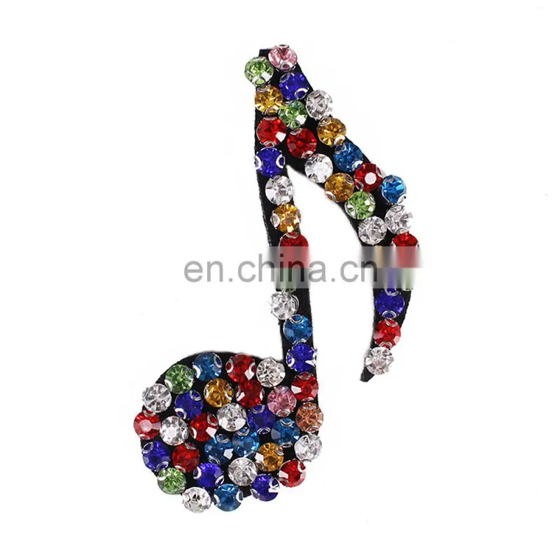 Hot!!! Handmade Sew On Music Note Beading Rhinestones Patches