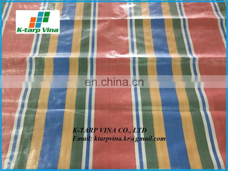 Durable and Strong Stripe Tarpaulin Multi-color Green/Blue/White/Red