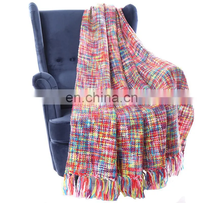 High Quality Tropical Style Multi-Color Rainbow Throw Blanket 63" X 49"