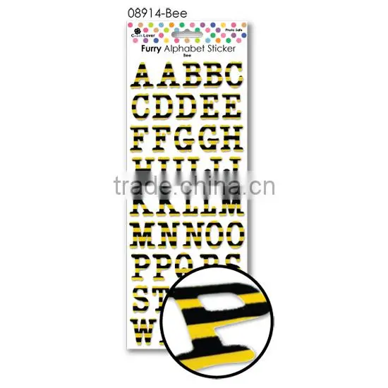 DIY Craft Scrapbook Colourful Animal print Alphabet sticker Furry Felt letter sticker
