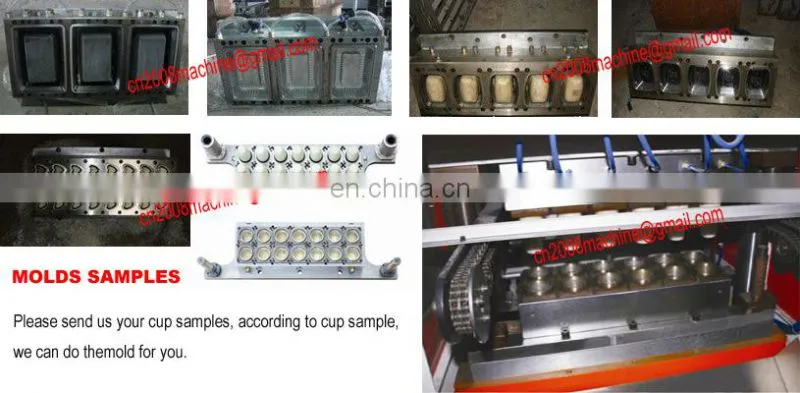 Plastic tray thermoforming food container machine