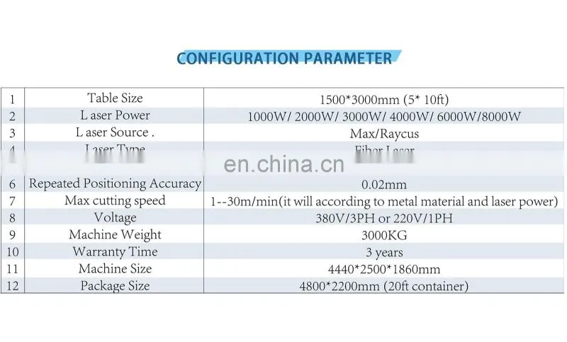 3015 Fiber laser cutting machine cnc 2000w 1000W Raycus Laser Power