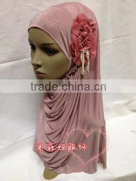 A564 professional PEARL hijab islamic head scarf FLOWER muslim hijab