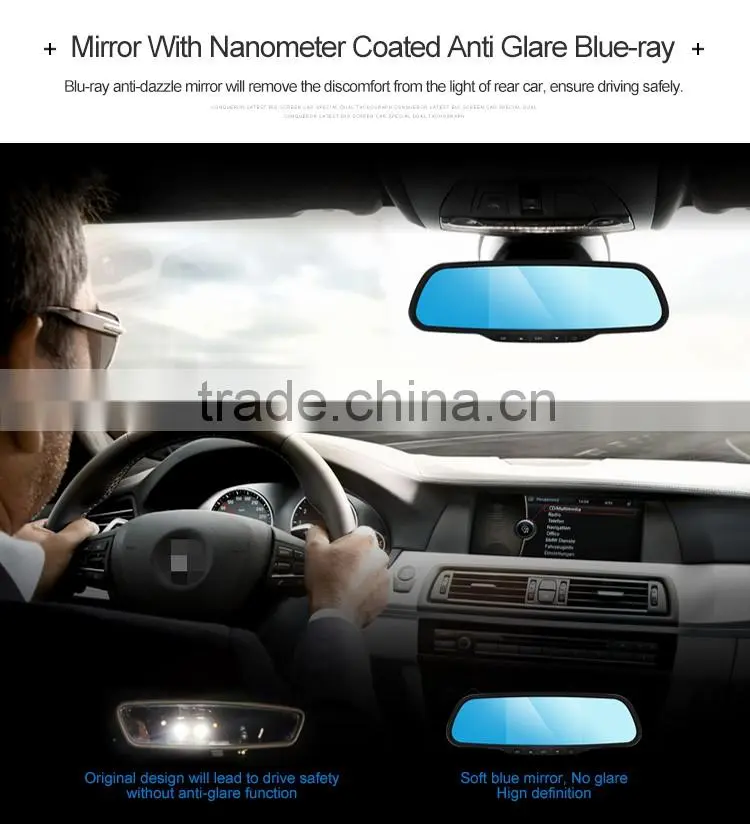 Dual Digital Vedio Camera rearview mirror DVR
