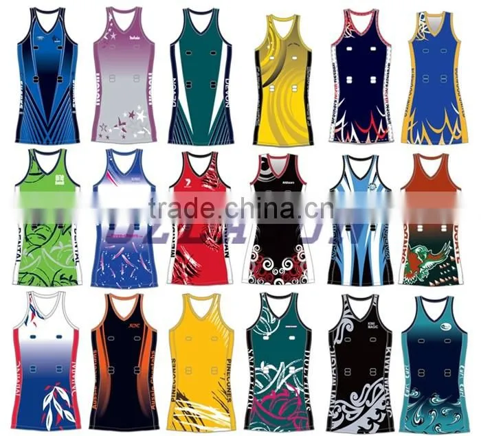 Custom design team sport women netball uniforms, netball dresses,netball bibs