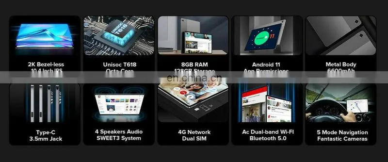 New arrival Teclast T40 Plus 4G Phone Call Tablet PC 10.4 inch 8GB 128GB 6600mAh Battery Android 11 Unisoc T618 Octa Core Tablet