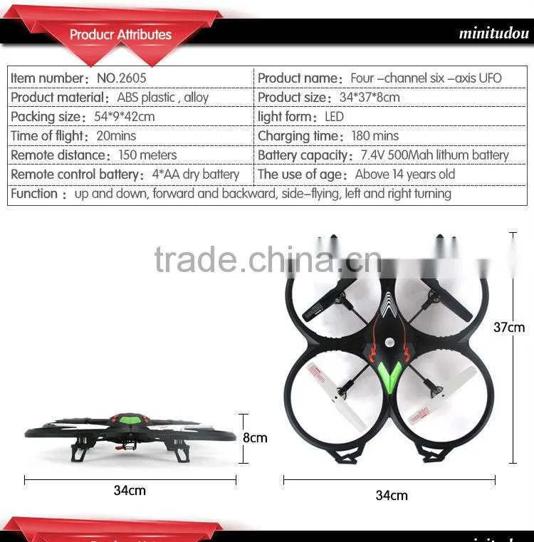 New Arrived model aircraft 2.4G 6 Axis 4 Channel RC quadrocopter with lights UFO RC drone with desirable camera
