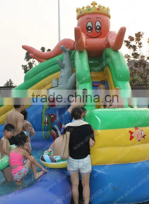 water park pvc inflatable water slide with pool