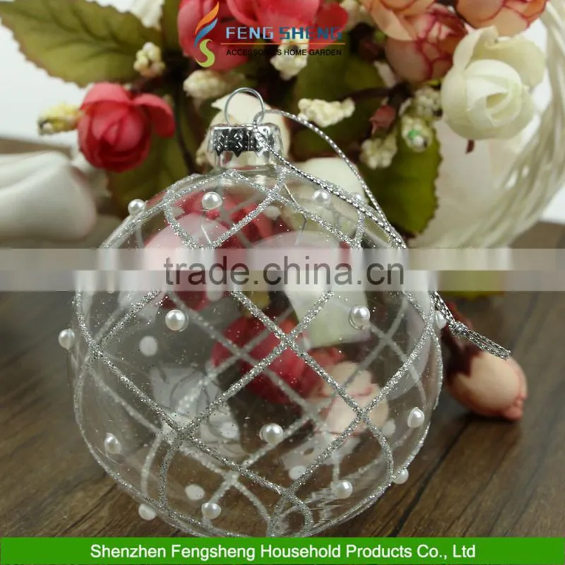 Christmas clear glass baubles etched sparkling vintage Decorations