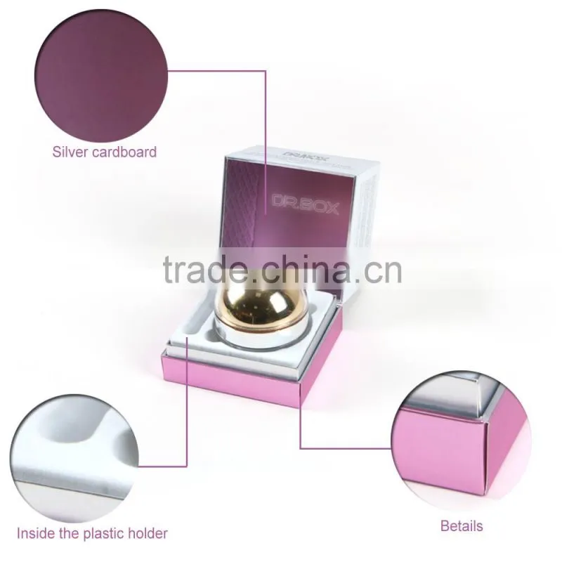 Luxury pink paperboard cosmetic box with plastic holder insert
