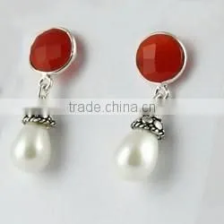 Real Natural Stone Pearl_Kyanite 925 Sterling Silver Earring, Fresh Silver Jewelry, Gemstone Silver Jewelry