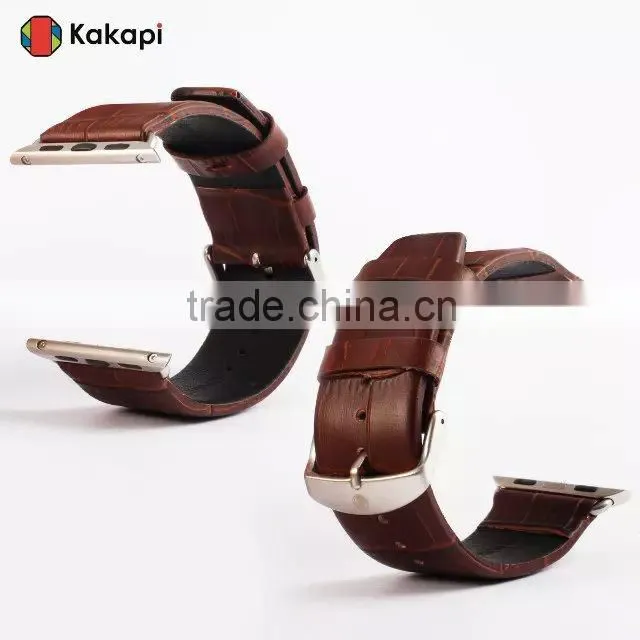 Kakapi Drawing Buckle Genuine Leather Watch Band Wrist Strap With Watchband Converter For 38MM Apple Watch MT-3912