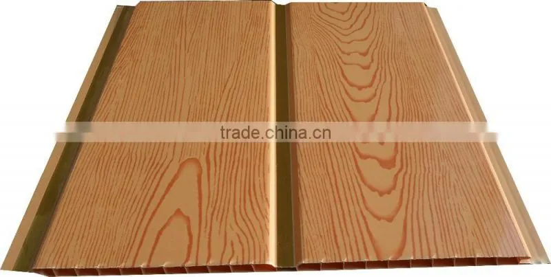 10'' groove printing pvc ceiling panel with shine gold strip G028-1
