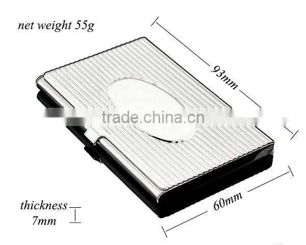 New Arrival High-Grade Name ID Card Box Organizer Lines Emboss Oval Metal Business Card Case Stainless Steel Card Holder