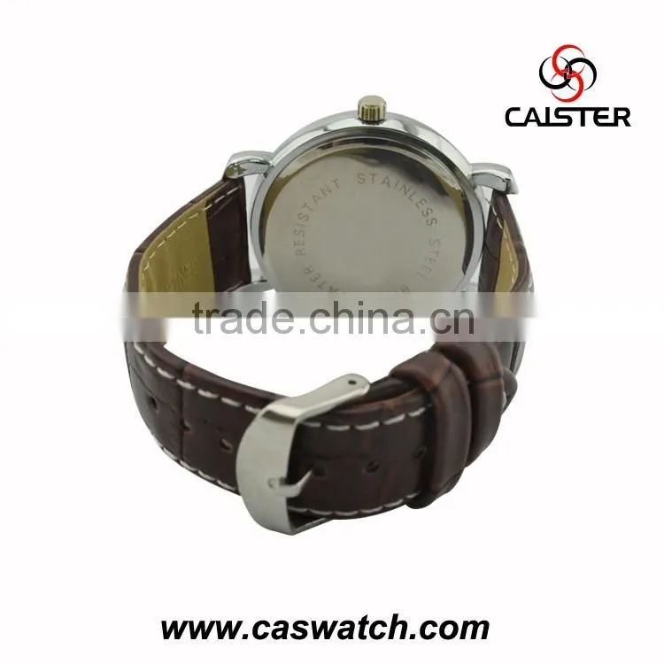 Fashionable watch with two eyes calendar wrist watch for men