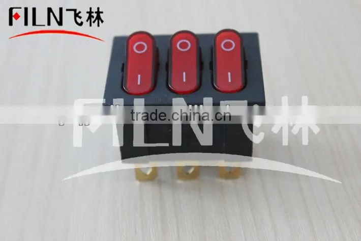 Button Red Nylon 9 Pins 20A 125V AC ON OFF pcb rocker switch