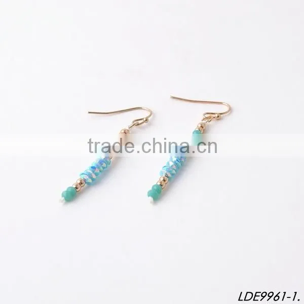 Gold beaded with pink disk adorable earrings