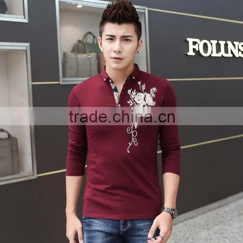 Customised 180gsm 100% Cotton O-neck Long Sleeves T Shirt For Men
