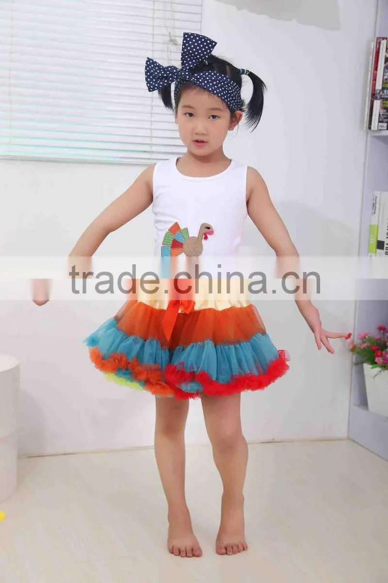 Cute white and red flower baby girl clothing ,autumn children outfit with tutu skirt