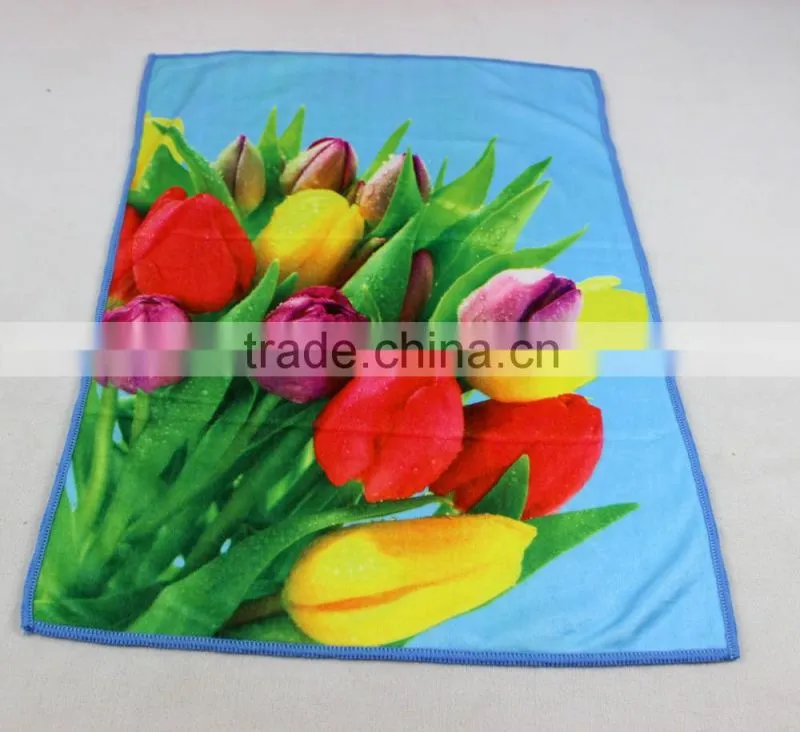40x60cm 60g microfiber custom tea towel printing with fruit and flower
