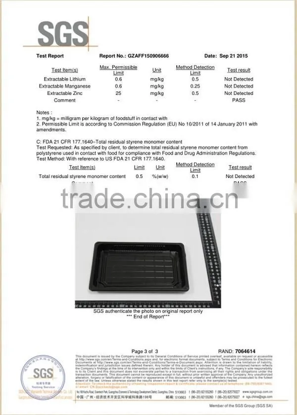 KW3-1102 Food-grade and rectangular disposable clear plastic divided food serving tray (264*204*46mm), OEM orders are welcome