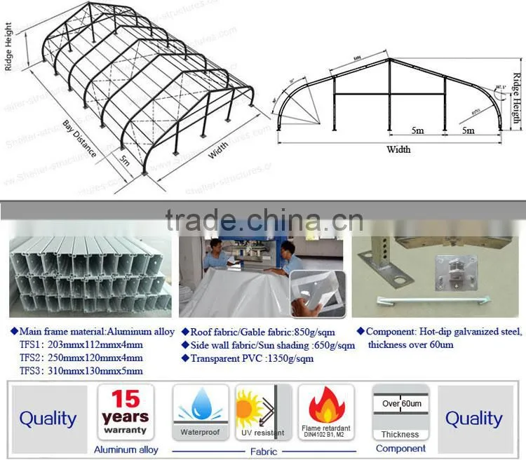 curved beam tent structure for outdoor film festivals
