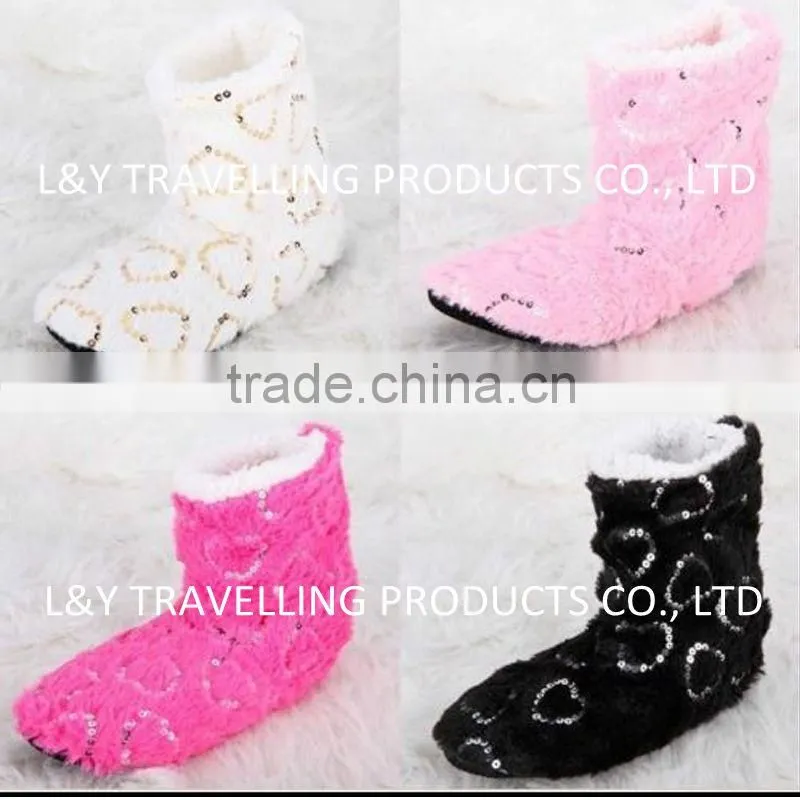 New Ladies Cosy Winter Soft Furry Pom Pom Slippers Boots