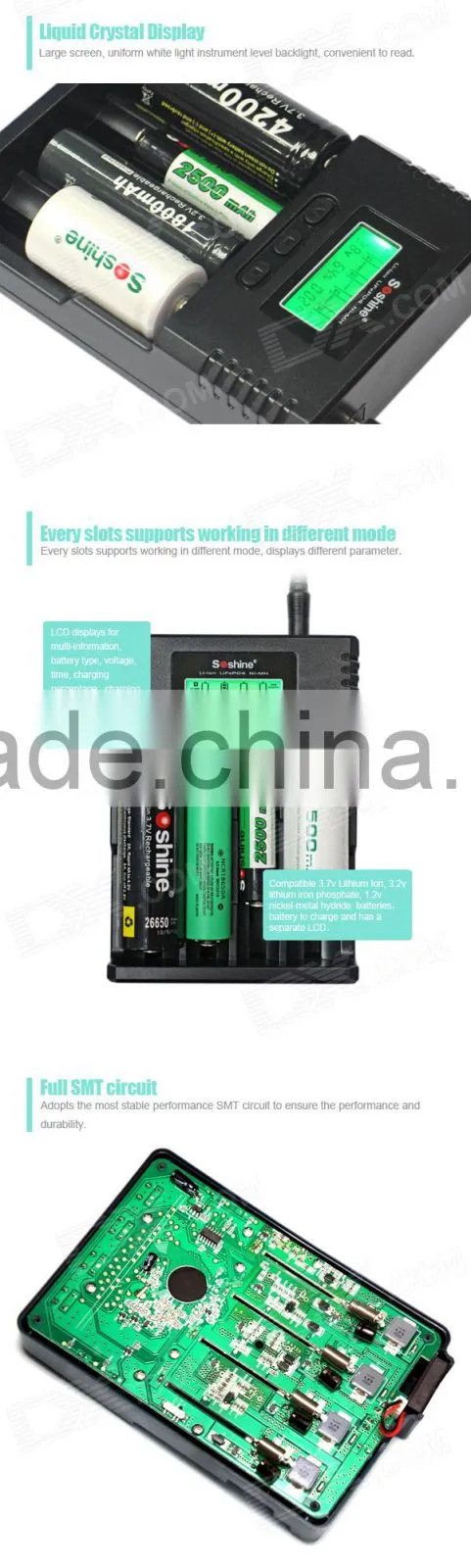 Charger Soshine H4 for 4x 18650, 26650 rechargeable batteries