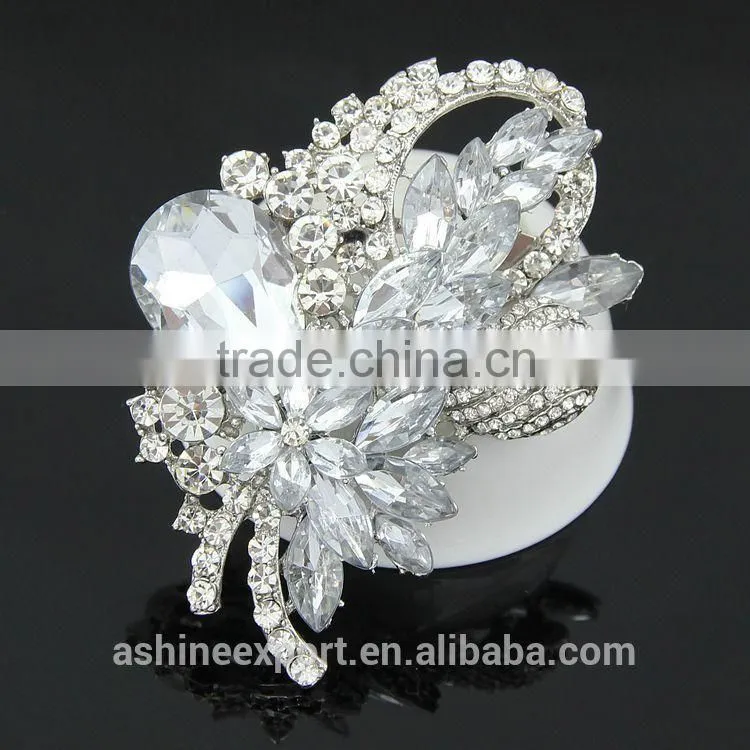 Bright bridal bulk crystal rhinestone flower brooch/handmade rhinestone brooch