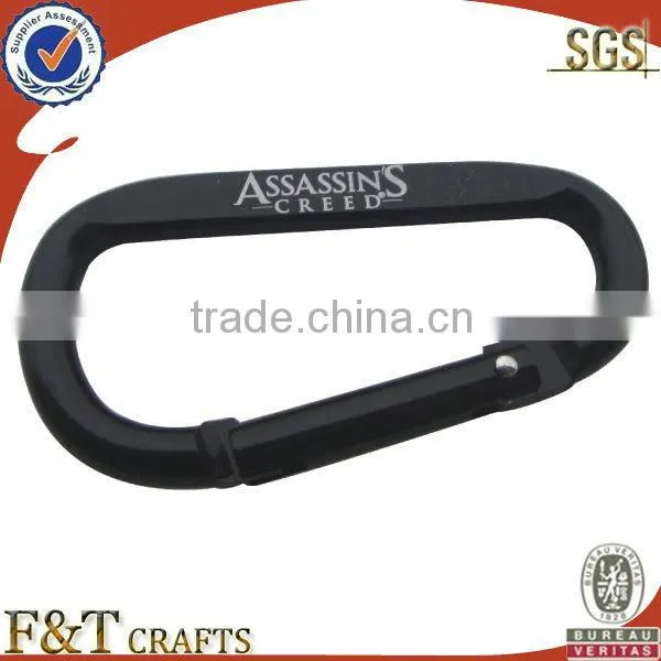 wholesale black climbing clips metal custom carabiner with custom laser logo