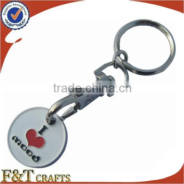promotional shopping trolley coin keychain token coin keychain with logo