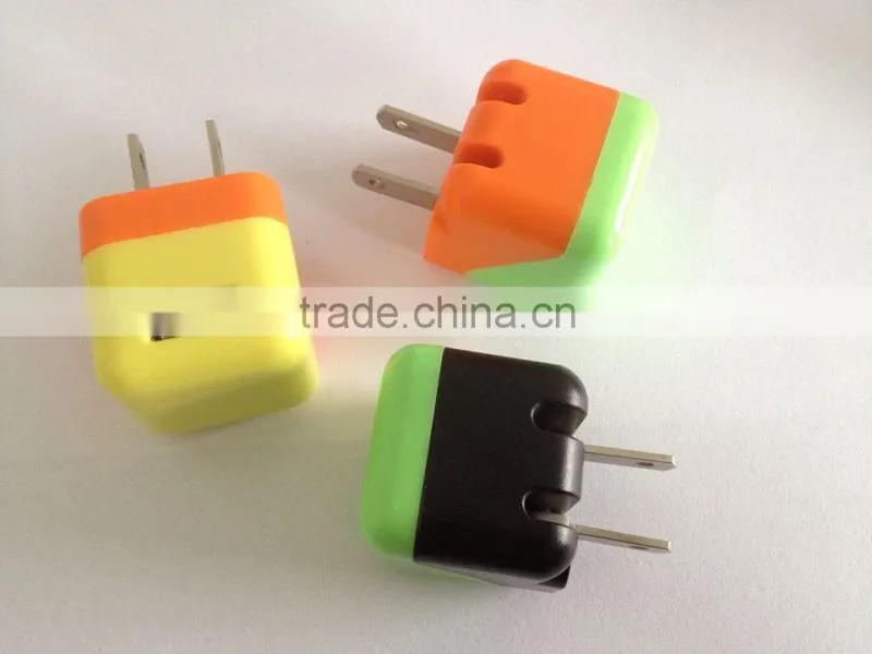 The POpular Colourful USB wall charger portable charger mobile charger DC 5v1000mA home charger for smartphone