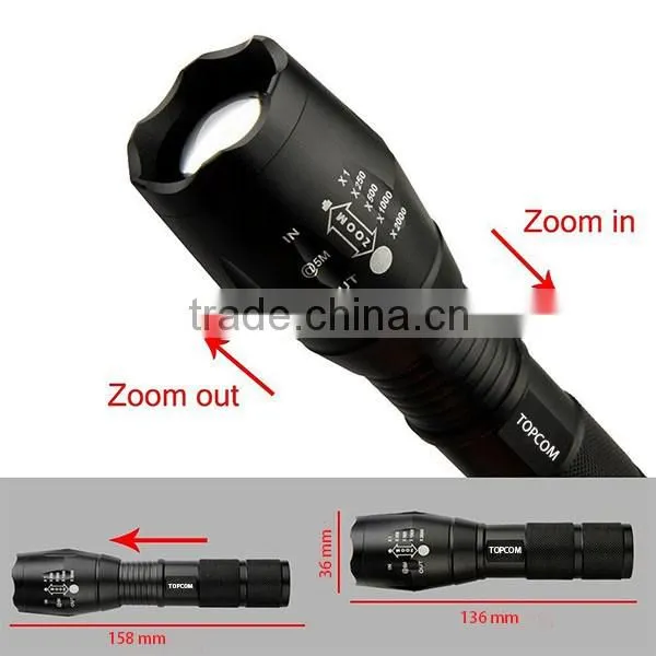 E17 XM-L T6 2000 Lumen Zoomable and Waterproof LED Flashlight
