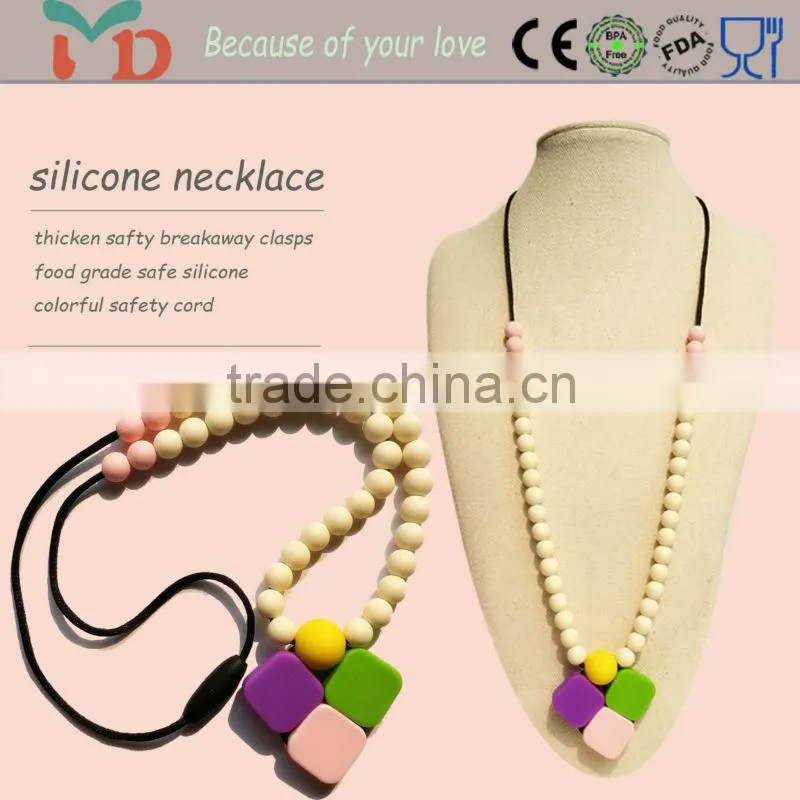 silicone bunny baby/Food Grade BPA Free Silicone Teething Necklace From Mydear Silicone Jewelry Factory