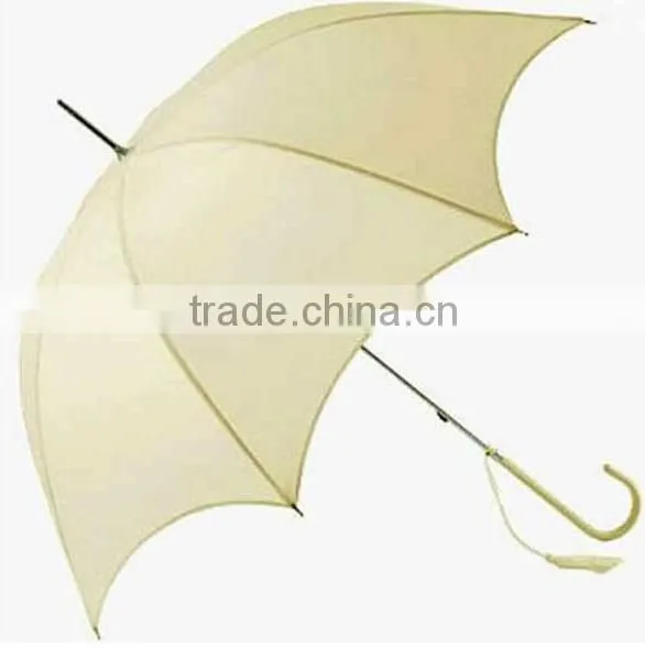 Promotional Straight Electroplated Frame Ivory Umbrella For Wedding