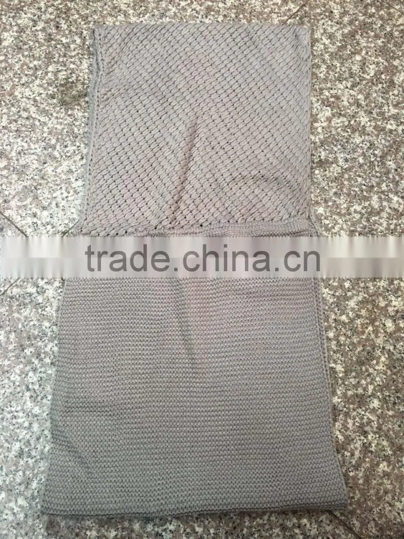 Stock Item wholesale men's autumn winter gray circle loop scarf two kinds of weaved neck warmer