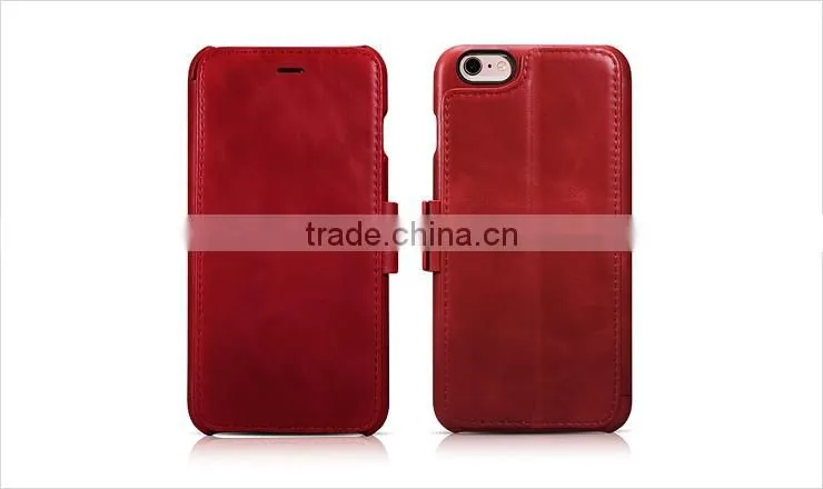 ICARER Real Leather Wallet Case For Apple iPhone 6 / 6s Plus Vintage Folio Cover With Credit Card Slot For iPhone6 4.7 / 5.5