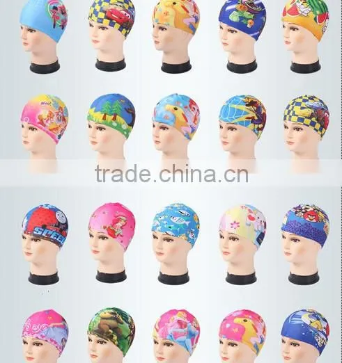 2016 new design High Quality Cute Cartoon Printing Children Waterproof Swimming Hat