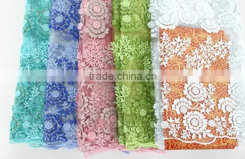 2016 lastest french lace african/royal bule 3d lace fabric/african wedding lace fabric
